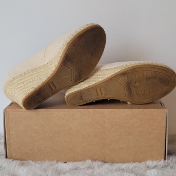 Tom's Wedge Espadrille in Natural Undyed Canvas Women's 8 - Picture 6 of 8